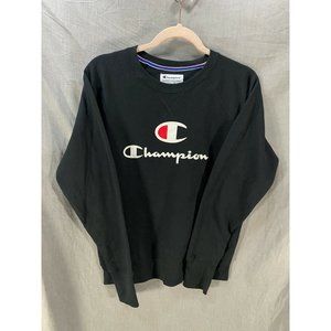 Vintage Champion Sweater Adult M Black Short Sleeve Pullover Sweatshirt Mens.‎